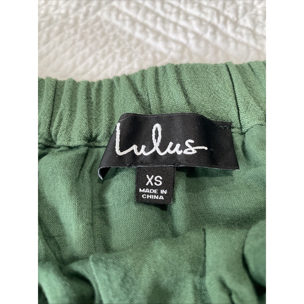 Lulus Women's Top XS Green Off The Shoulder Tie Sleeve Lined Cottagecore - Picture 2 of 7
